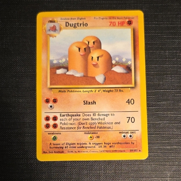 Pokemon Other - Pokemon Base Set 1999 Dugtrio Rare Trading Card (19/102)